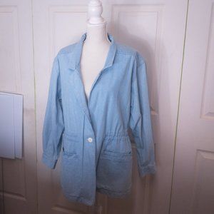Eddie Bauer Vtg Y2K 100% Cotton Light Blue Denim Jacket, M